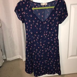 Navy, Floral, Button up Dress